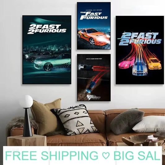 Fast & Furious 2 Vintage Canvas Movie Poster | Fan Wall Art Movie Canvas Poster Peaceful Pleasures Health and Wellness