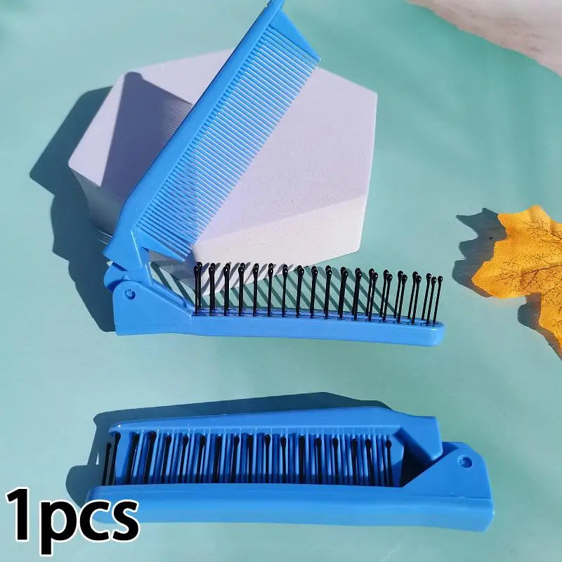 Portable Plastic Foldable Hair Comb Styling Tools Mini Folding Comb Travel Hair Massage Comb Red Peaceful Pleasures Health and Wellness Blue