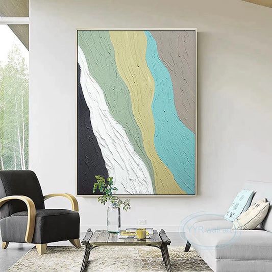 Colorful Textured Canvas Poster Abstract Wall Art Oil Painting Handmade Acrylic Mural Living Room Bedroom Aisle Decor Picture Peaceful Pleasures Health and Wellness