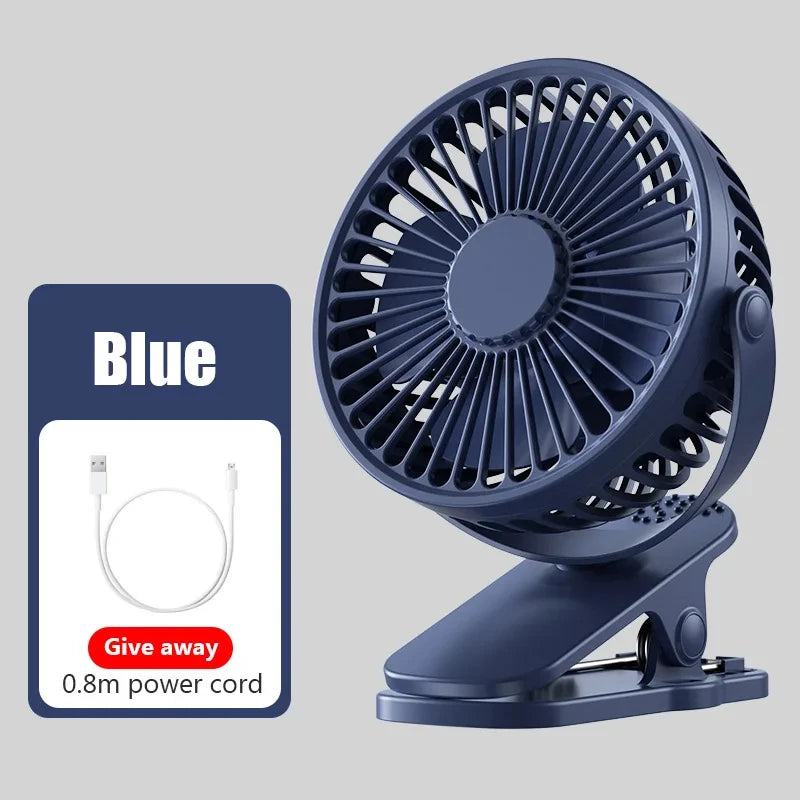 Portable USB Clip-On Mini Desk Fan | 3-Speed Quiet Cooling