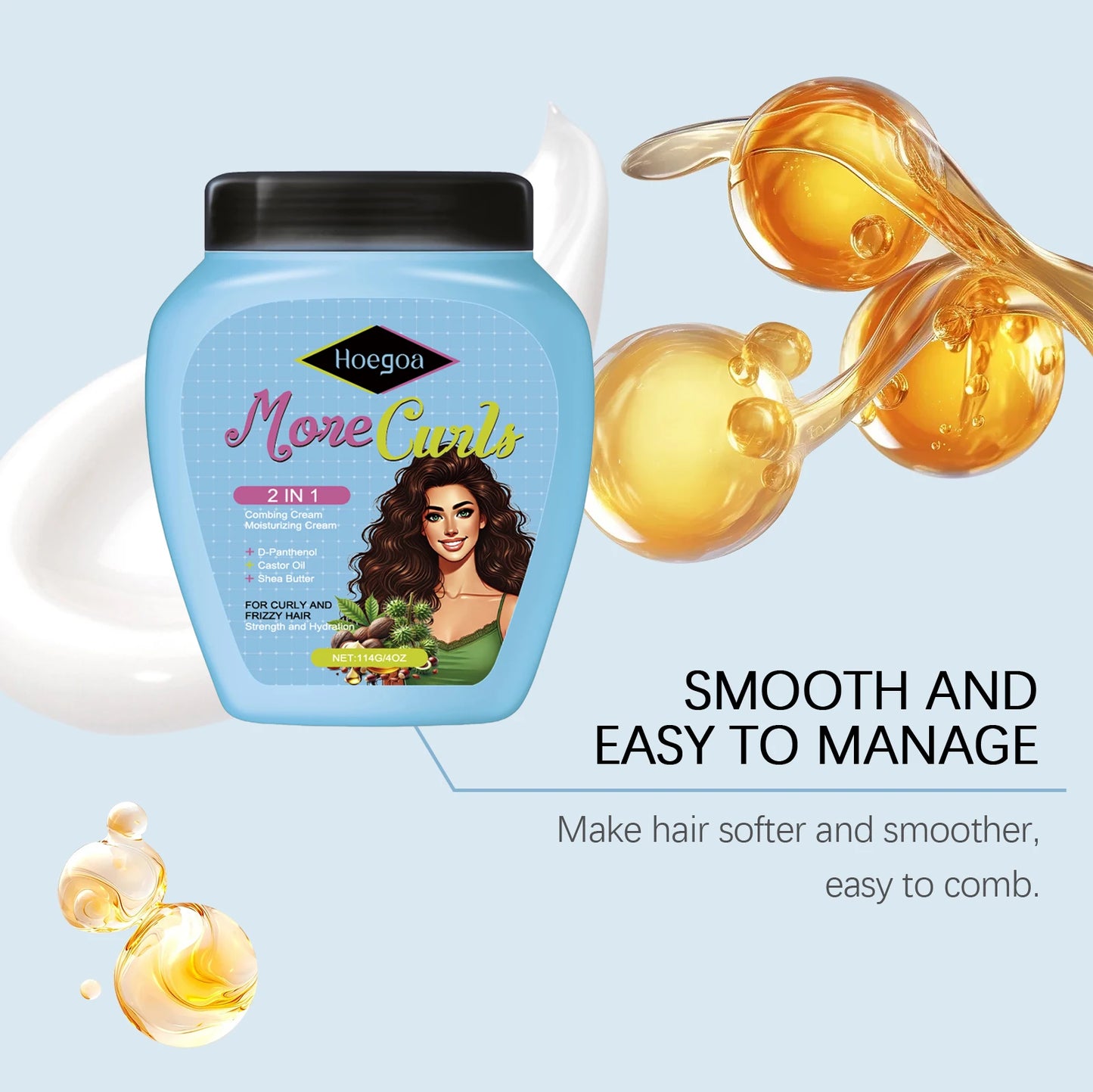 HOEGOA Leave-In Conditioner Cream – Anti-Frizz & Detangling