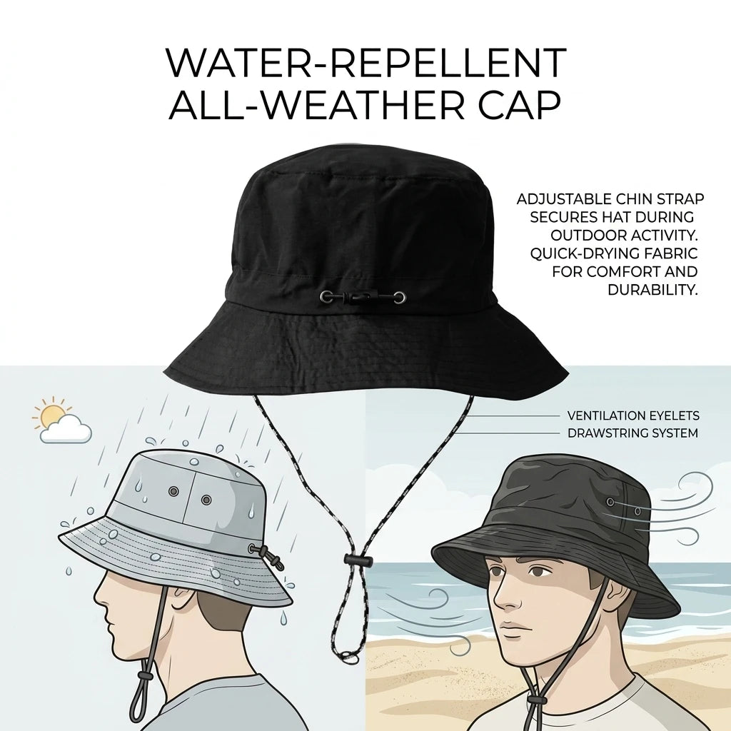 Men's Waterproof Quick-Dry Foldable Sun Hat for Outdoor Hiking and Travel Peaceful Pleasures Health and Wellness