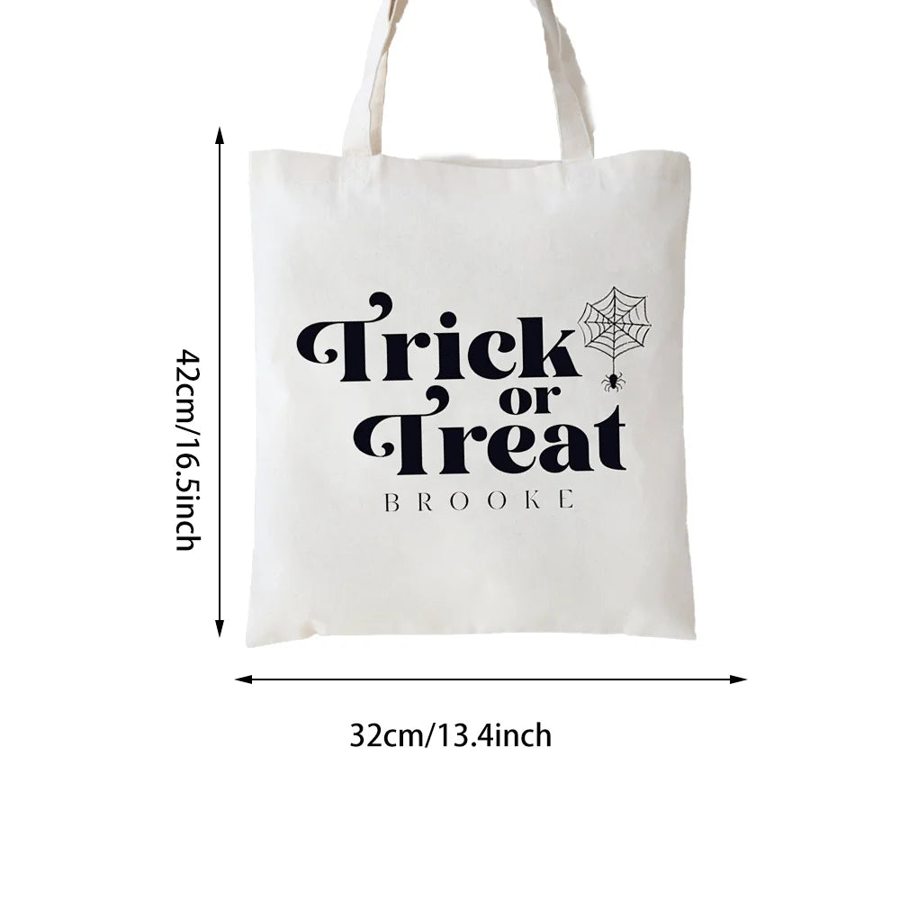 Personalized Name Trick or Treat Favor Bag Spider Web Halloween Decoration Treat Candy Bag Gothic Bachelorette Party Gifts Peaceful Pleasures Health and Wellness