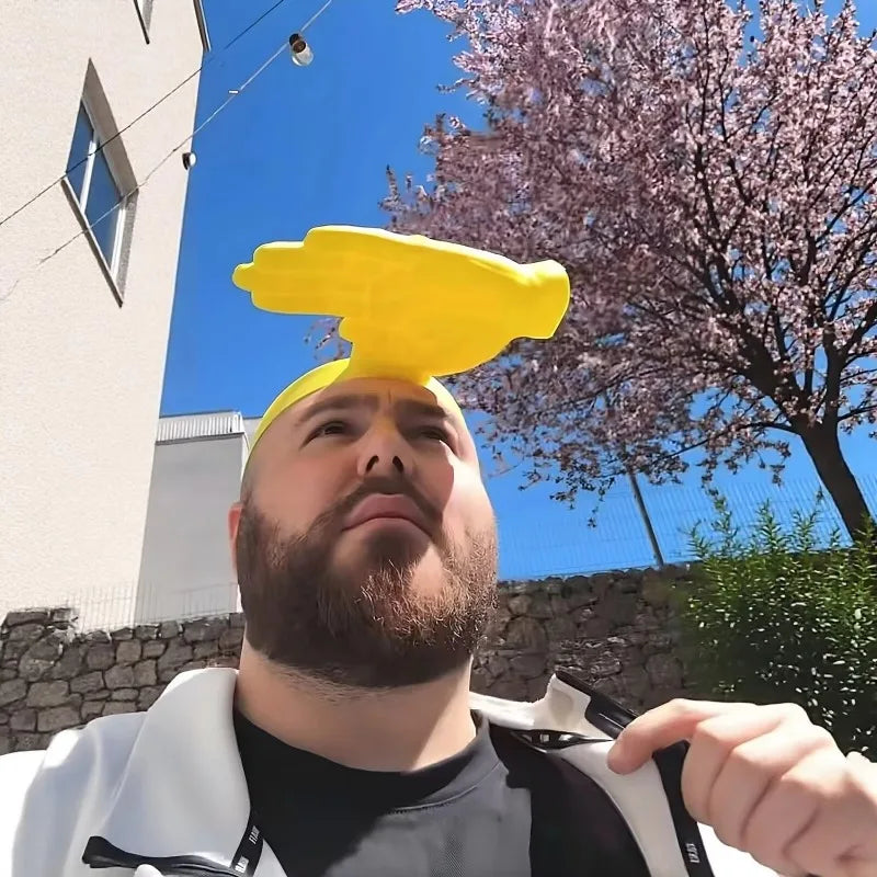 Funny Big Yellow Sun Hat | Creative Hand Visor for Selfies