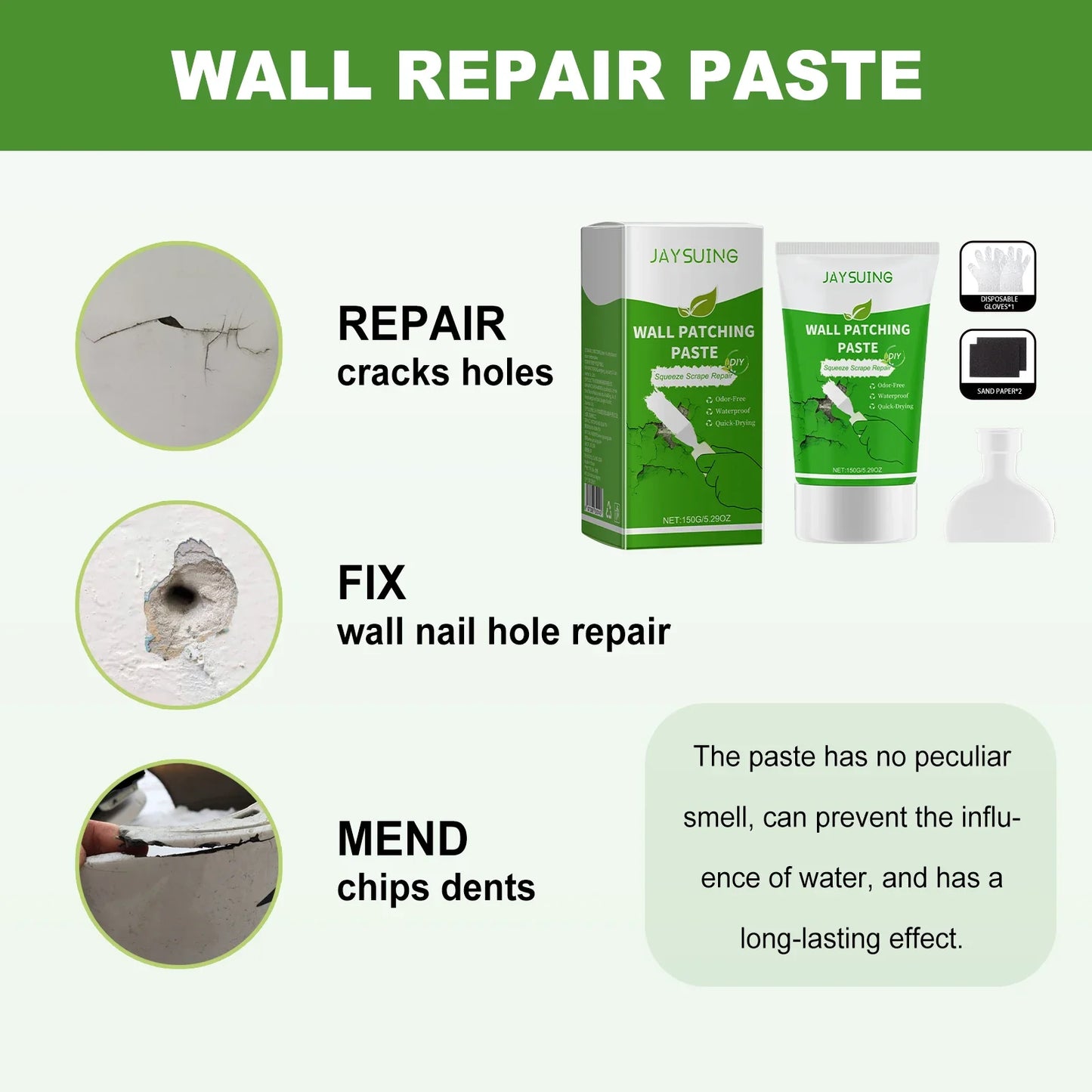 Jaysuing Wall Patching Paste – Fix Cracks, Holes & Scratches