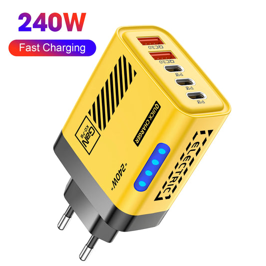 240W 5-in-1 Multiport Desktop Fast Charger USB-C & USB-A Multiport USB Charger Peaceful Pleasures Health and Wellness