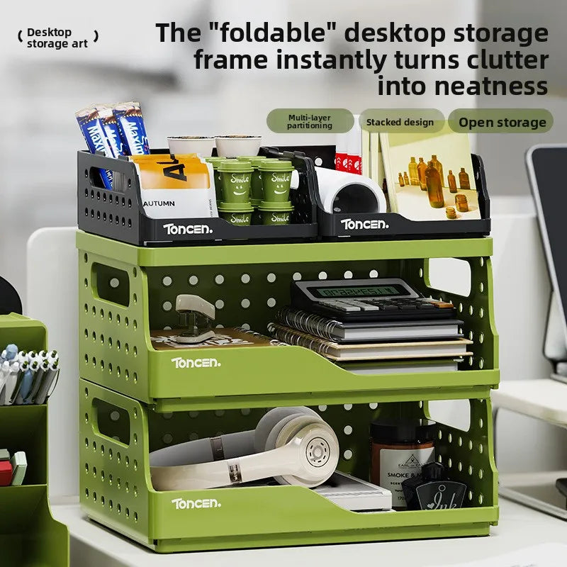 Foldable Desktop Organizer – Multi-Layer File & Book Storage