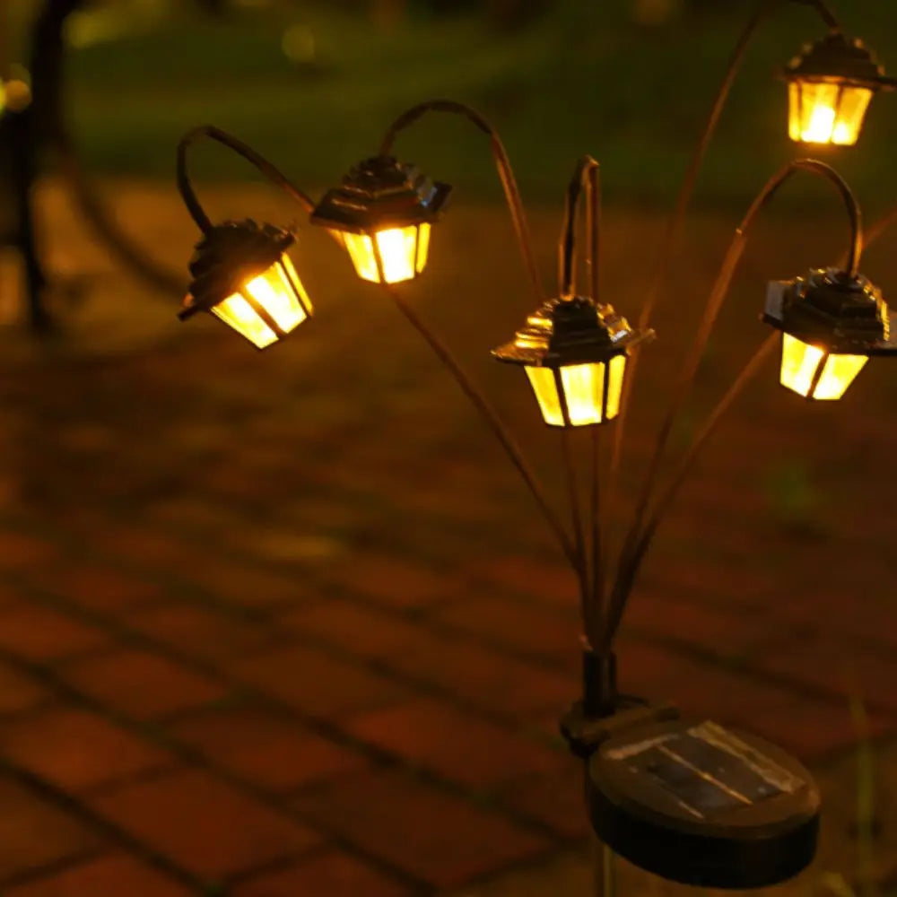 Solar Retro Hexagonal Lantern – 6 LED 8 Mode Garden Light