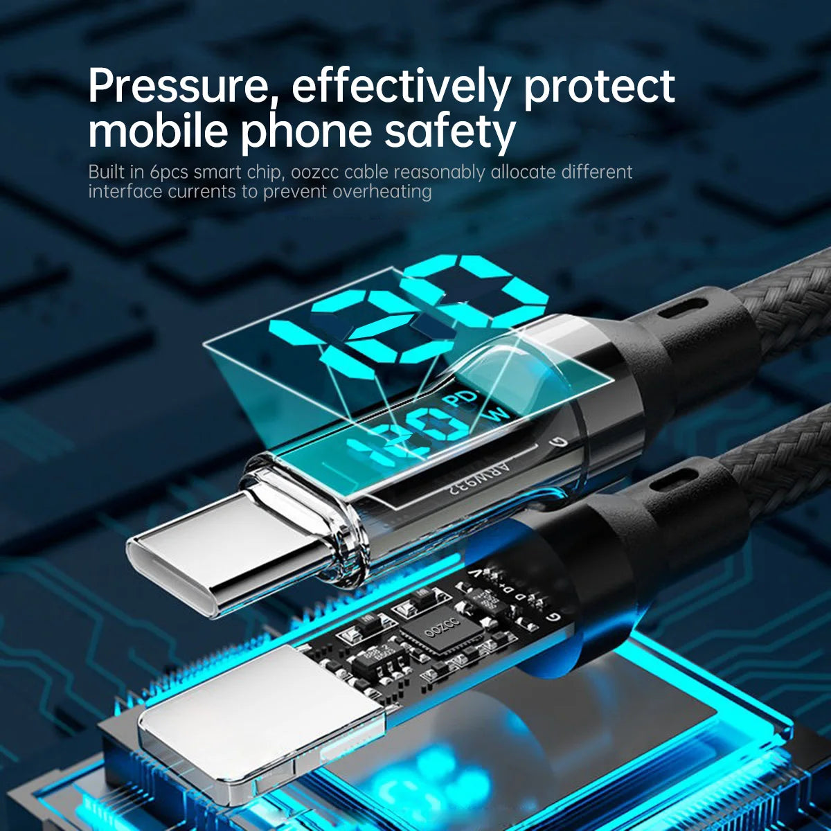 120W USB-C Fast Charging Cable LED Display | C to C & A to C Peaceful Pleasures Health and Wellness