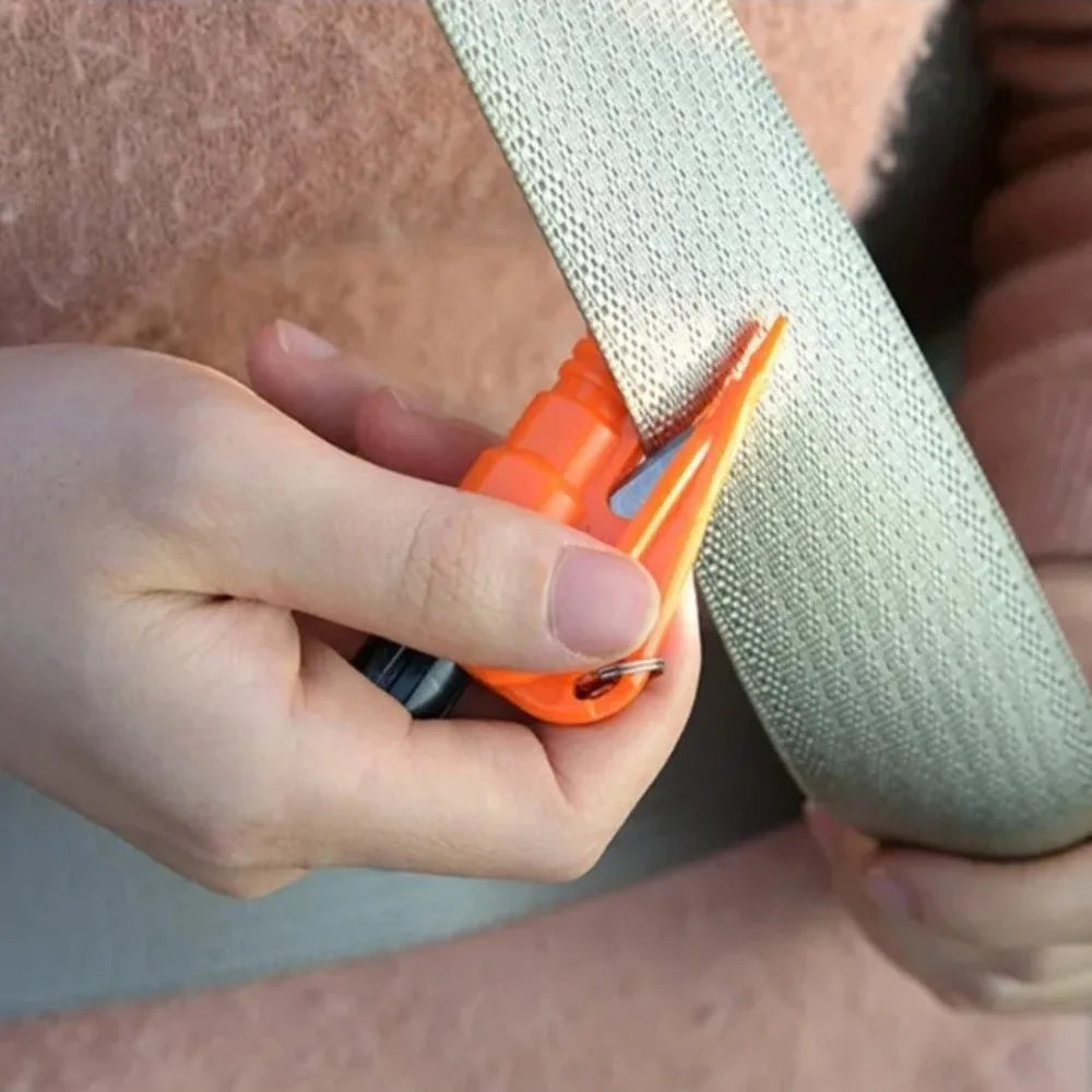 Compact 3-in-1 Car Safety Hammer Window Breaker Seat Belt Cutter Whistle Emergency Rescue Tool for Vehicle Accessories Keychain Peaceful Pleasures Health and Wellness