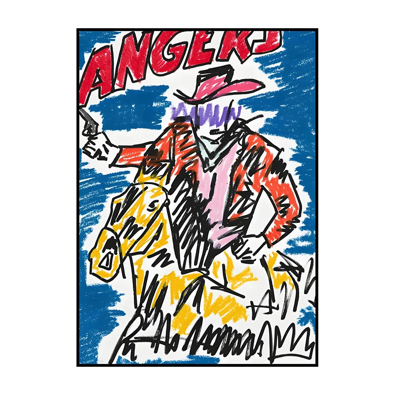 Western Cowboy Canvas Wall Art | Vintage Retro Poster Print