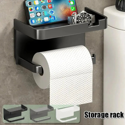 Wall-Mount Plastic Toilet Paper Holder & Storage Rack Wall Storage Rack Peaceful Pleasures Health and Wellness