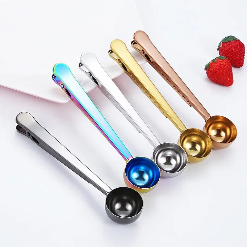 Stainless Steel Coffee Measuring Spoon with Bag Clip