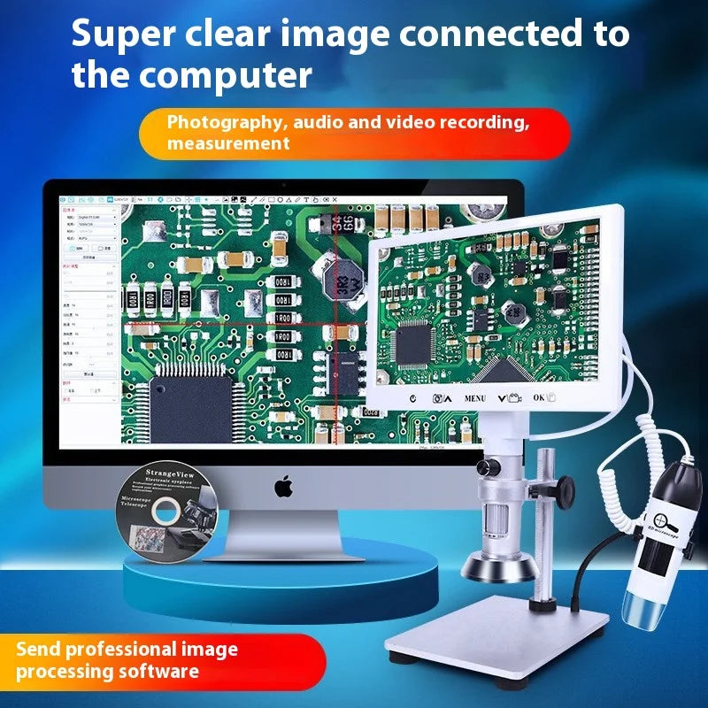 Dual Lens Ultra Clear Video Microscope, Digital Measurement and Maintenance, Industrial High-Definition Electronics Peaceful Pleasures Health and Wellness