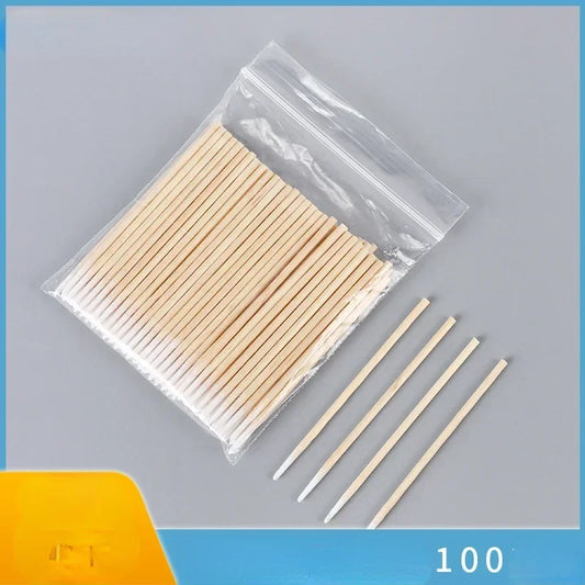 Short Wood Handle Small Pointed Tip Cotton, 100 PCS per pack, Dedicated for Semi Permanent Eyebrow Tattoo Beauty Makeup Color Peaceful Pleasures Health and Wellness