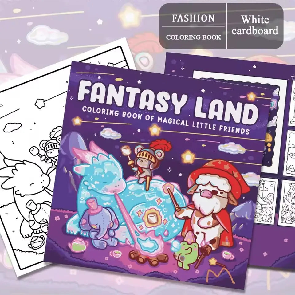 Fantasy Land Coloring Book Adults Stress Relief Drawing Perfect Party