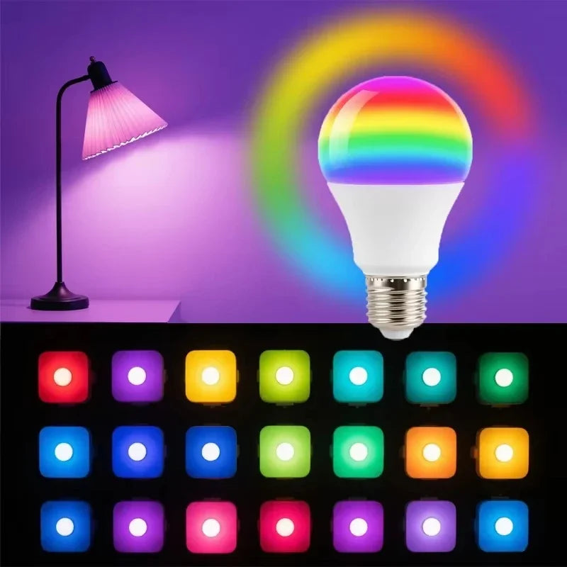 RGBW LED Bulb E27 Base 220V Dimmable Multicolor with Remote Control 16 Colors Household Neon Lighting Atmosphere Create Peaceful Pleasures Health and Wellness RGB 10w
