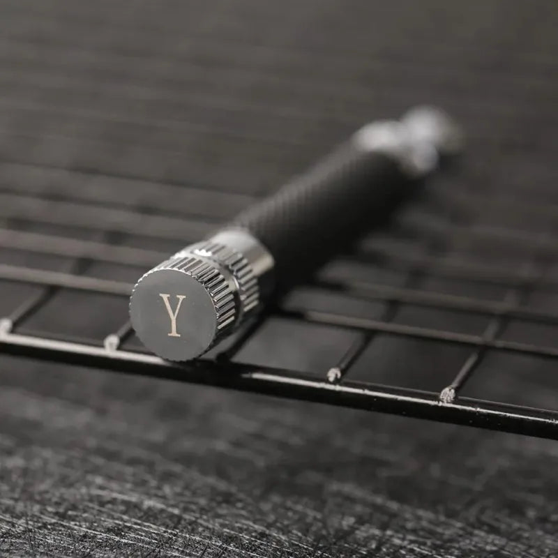 2026 Flash Sale！Yaqi Black and Chrome Color Brass Safety Razor Handle for Mens with A Length of 91mm Handle Peaceful Pleasures Health and Wellness