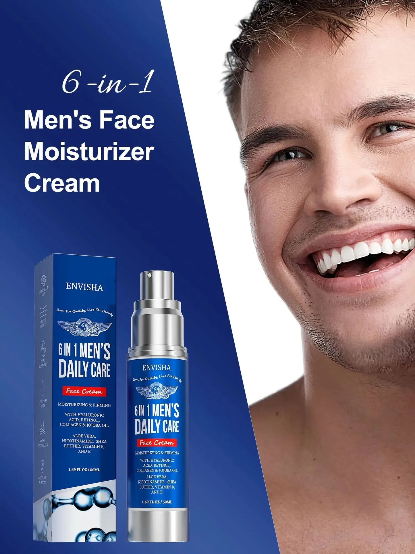 ENVISHA 6-in-1 Men's Face Cream – Anti-Aging, Firming & Whitening Peaceful Pleasures Health and Wellness