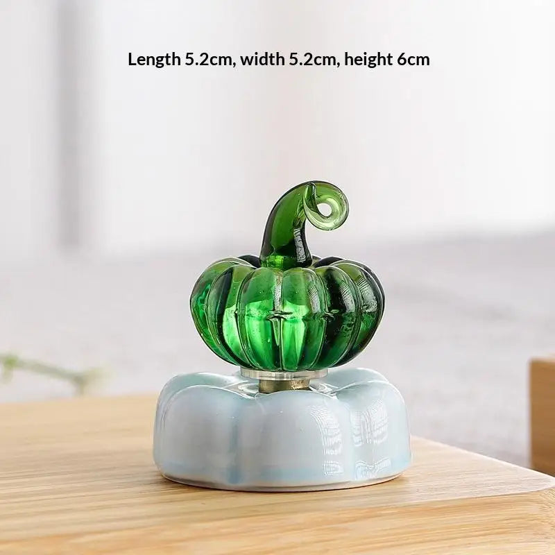 Glazed Teapot Ornament | Whimsical Tabletop Decor Spinning Base