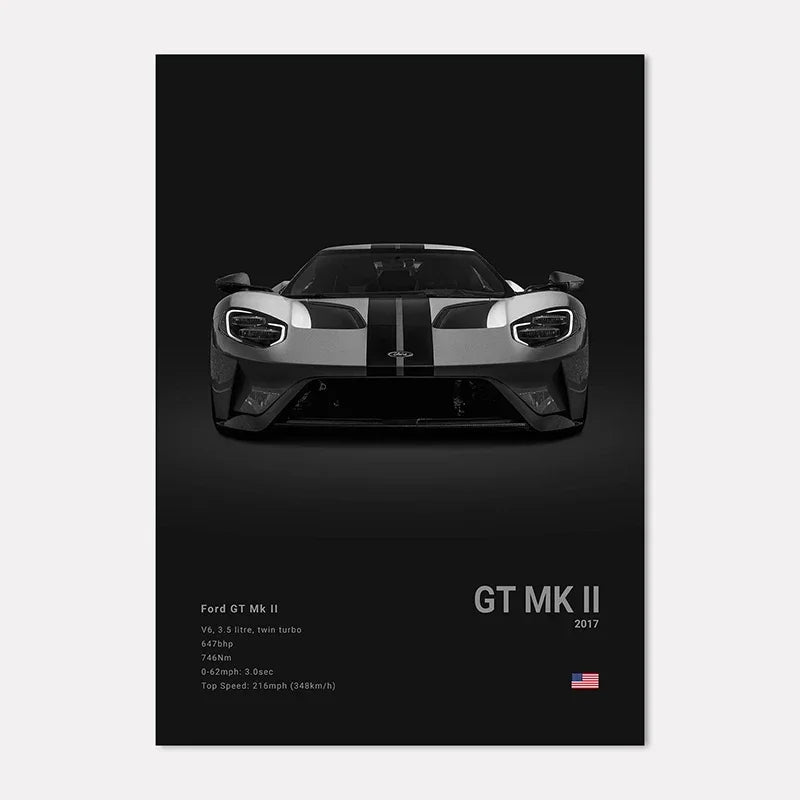 Famous Cars GT Canvas Wall Art Print Poster – Unframed Decor