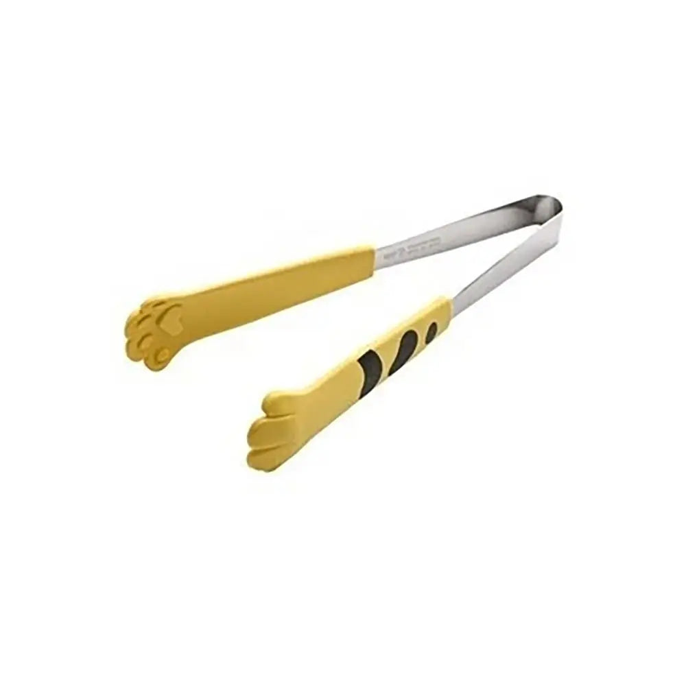 Cartoon Cat Paw Shape Food Tongs Sandwich Baking Clip Kitchen Gadgets Meal Tongs Stainless Steel Barbecue Tongs Peaceful Pleasures Health and Wellness Yellow-S
