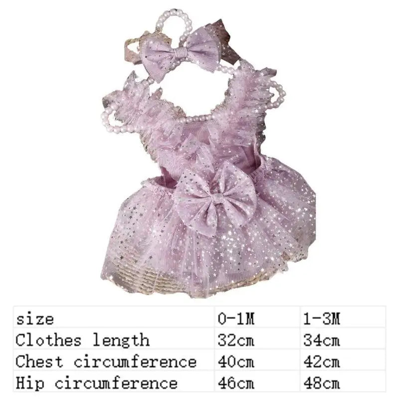 Newborn Tulle Dress Bowknot & Star Charm | Baby Photo Outfit