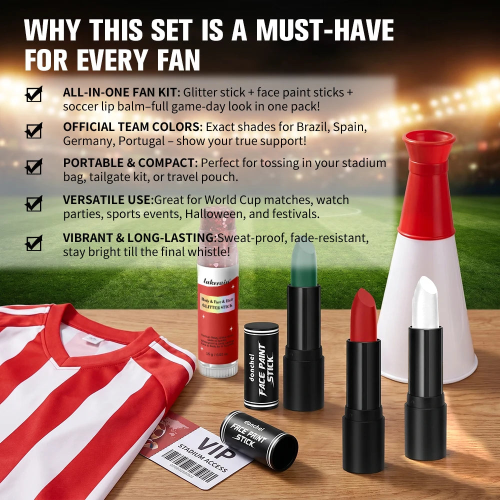 Face Paint Stick Set High Pigment Multiple National Flag Color Body Paint Safe Non-Toxic Paint Stick for Halloween Cosplay Sport Peaceful Pleasures Health and Wellness