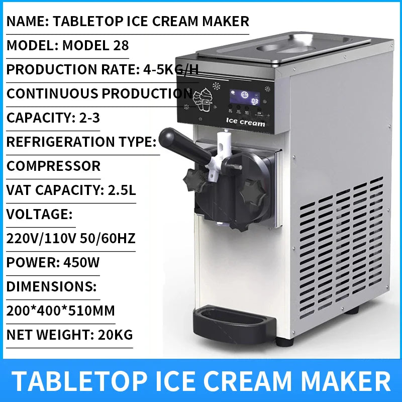 Commercial Tabletop Sundae Ice Cream Machine – 3.8L 450W