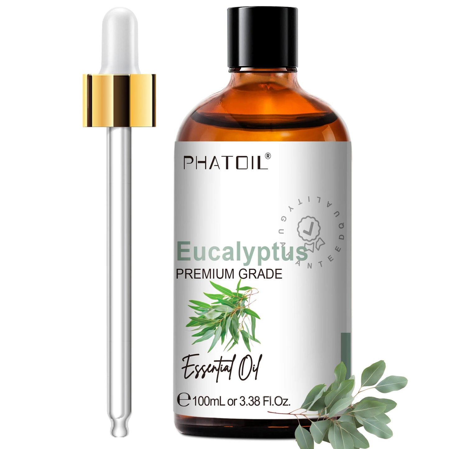 PHATOIL 100ml(3.38 fl.Oz) Eucalyptus Peppermint Tea tree Vanilla Bergamot Aromatherapy Essential Oil For Diffuser,Candle Making Peaceful Pleasures Health and Wellness Eucalyptus 100ml