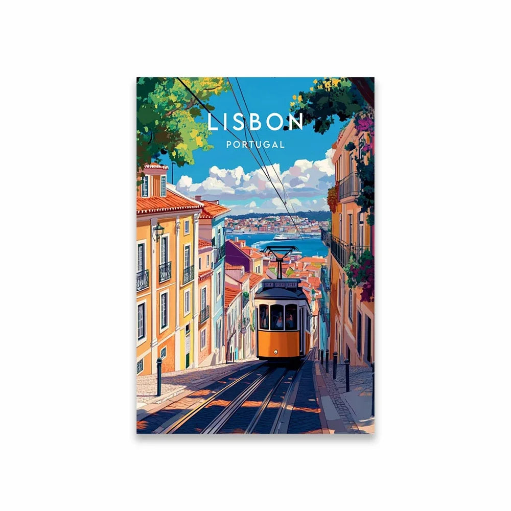 Elétricos de Lisboa Canvas Wall Art Vibrant Nature Landscape & Cityscape Poster, Modern Home Decor for Living Room Peaceful Pleasures Health and Wellness TP7142-18 40x60cm Unframed