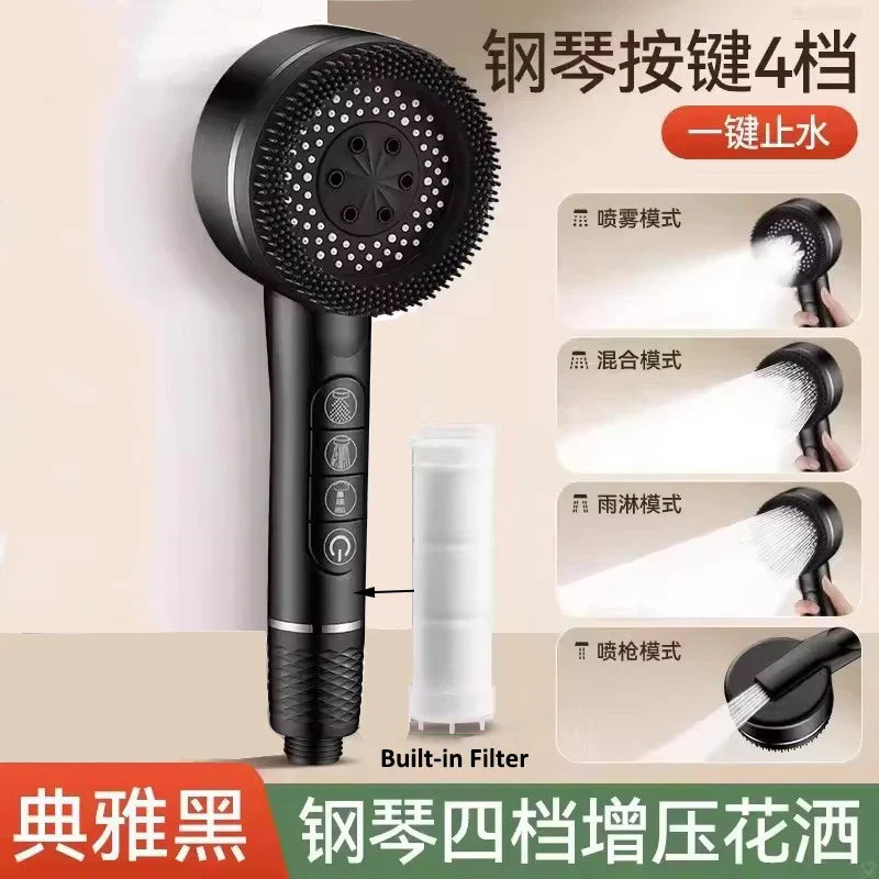 4-Mode Handheld Filter Shower Head – High Pressure & Water Saving