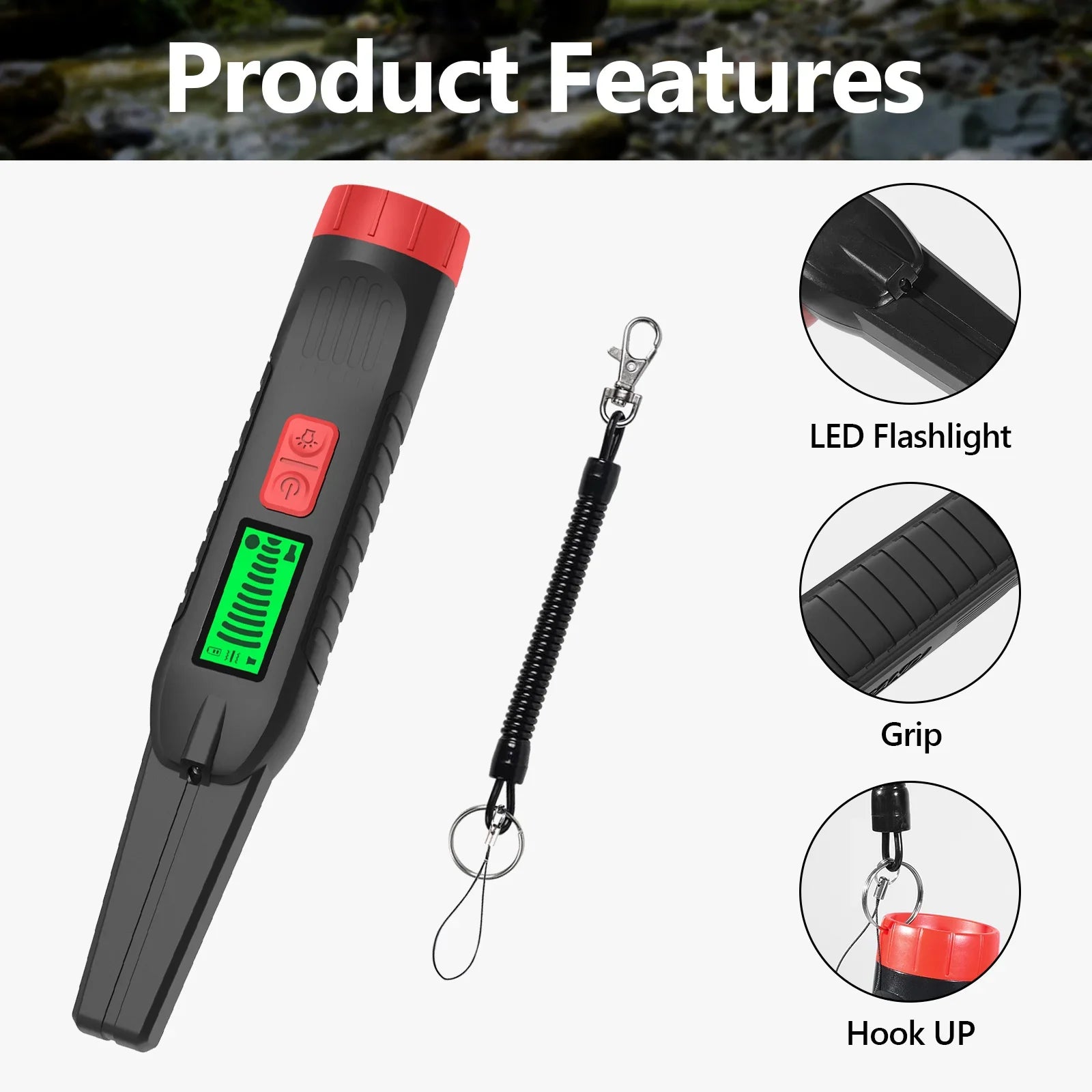Professional Metal Detector with 360° Scan, Built-in Flashlight & LCD Display High Sensitivity Detector For Beach/Field Hunting Peaceful Pleasures Health and Wellness