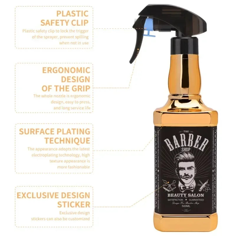 500ML Plating Barber Haircut Spray Bottle Empty Continuous Atomizer Water Sprayer For Salon Hairdresser Accessories Barber Tools Peaceful Pleasures Health and Wellness