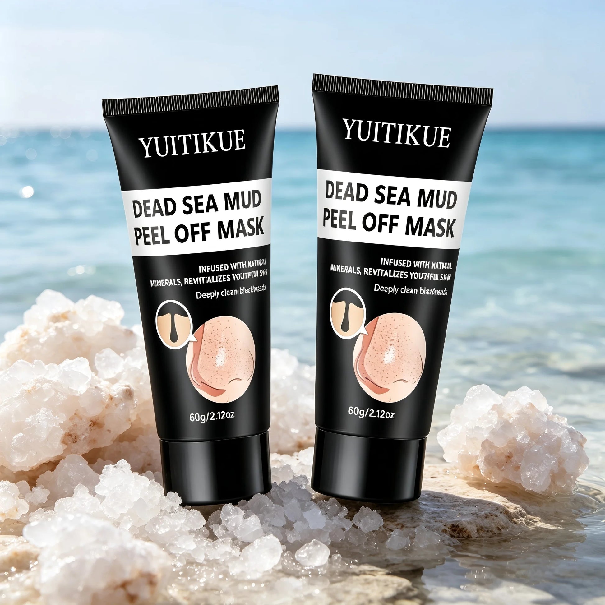 YUITIKUE Dead Sea Mud Peel Off Mask 60g Deep Clean Blackheads & Revitalize Skin with Natural Minerals Peaceful Pleasures Health and Wellness 2pc