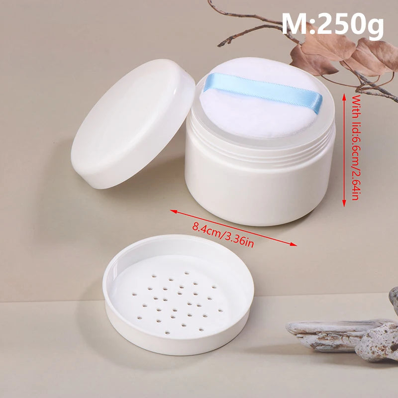 1PC 200/250/300g Loose Powder Case Loose Powder Setting Powder Honey Powder Dispenser Toner Empty Case With Puff Sifter Lid Peaceful Pleasures Health and Wellness 250g