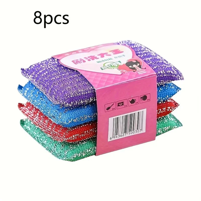8pcs-Double-sided Kitchen Dishwashing Sponge Household Cleaning Sponge Wipe Scouring Pad Cleaning Supplies Cleaning Tool Peaceful Pleasures Health and Wellness