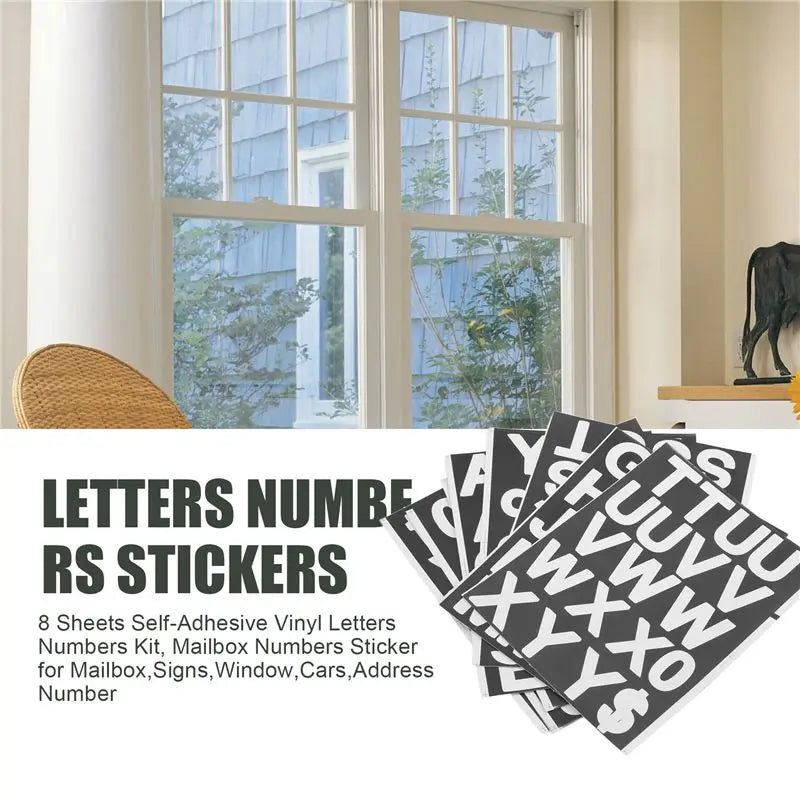 A36T-8 Sheets Self-Adhesive Vinyl Letters Numbers Kit, Mailbox Numbers Sticker For Mailbox,Signs,Window,Cars,Address Number Peaceful Pleasures Health and Wellness