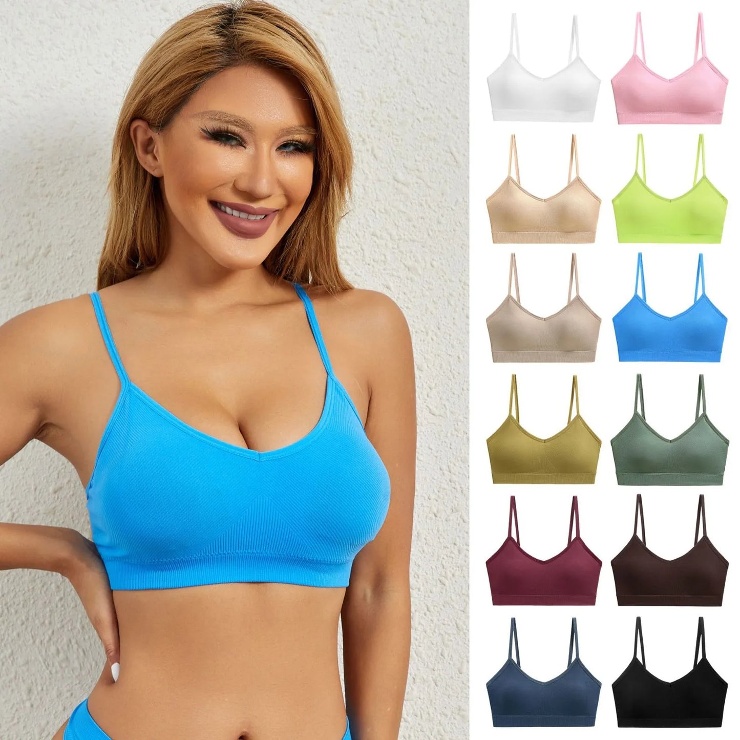 Solid-color Sports Bra Yoga And Fitness Vest With Shoulder Straps On The Back For a Beautiful Back Women's Sportswear Peaceful Pleasures Health and Wellness