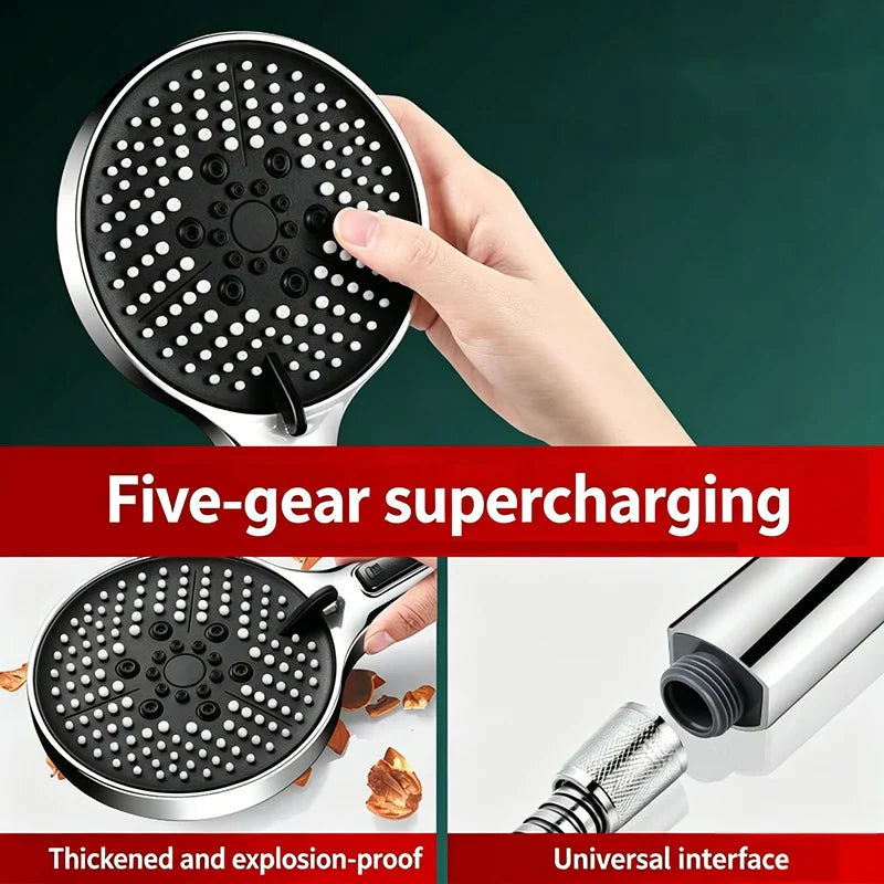5-Mode High Pressure Handheld Shower Head | Water Stop Button