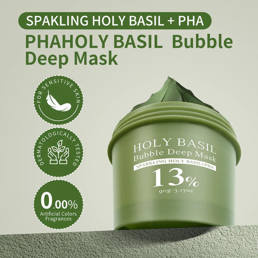 1/3pc Holy Basil Sparking Bubble Mask Cleansing Moisturizing Removes Blackheads Shrink Pores Makes the Skin Refreshing and Shiny Peaceful Pleasures Health and Wellness