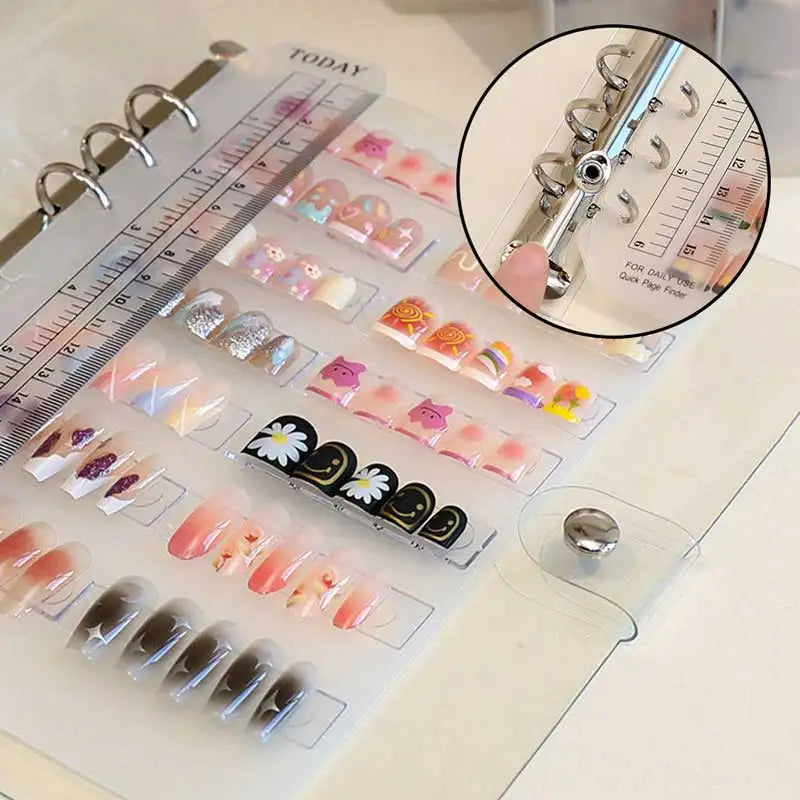 Loose Leaf Nail Art Piece Display Book A4/A5/A6 Inner Page Press On Nail Storage Album Manicure Color Chart Organizer Peaceful Pleasures Health and Wellness