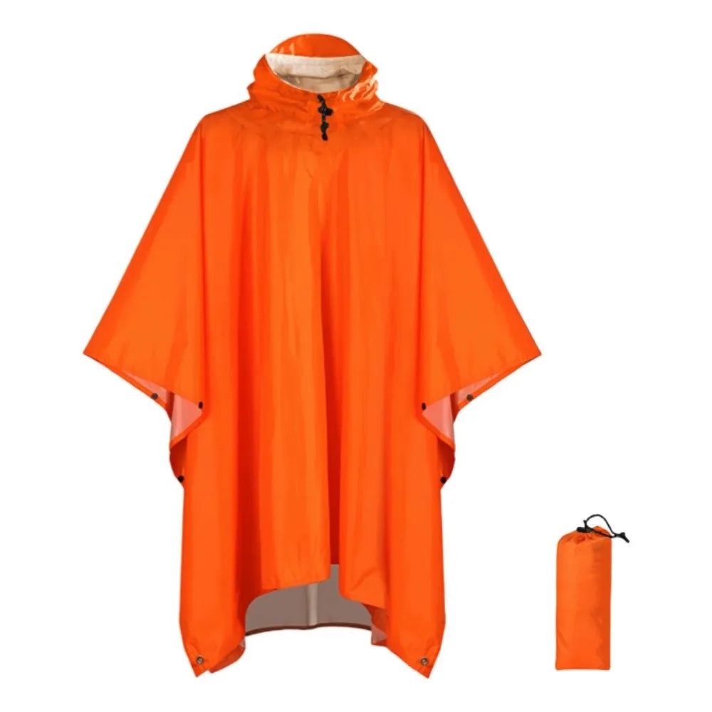 New 3 in 1 Outdoor Raincoat Hooded Sleeve Multifunction Rain Poncho Waterproof Portable Outdoor Rainwear Hiking Travel Peaceful Pleasures Health and Wellness Orange-no Pocket