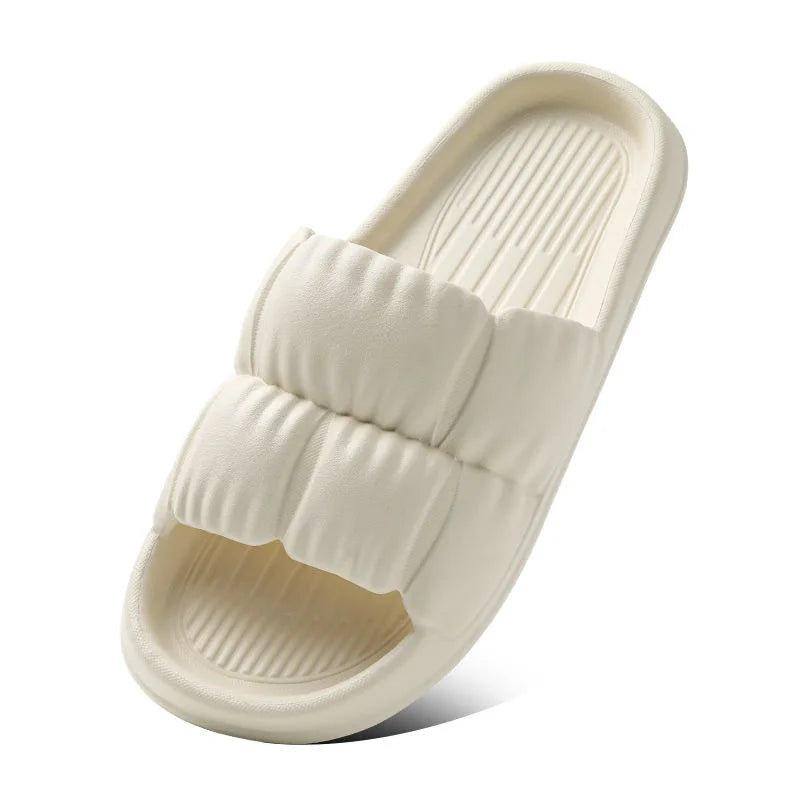 Women's Soft Sole Cloud Slippers Thick Platform Summer EVA Sandals Indoor Outdoor Beach Non-Slip Slippers Peaceful Pleasures Health and Wellness WHITE 40-41