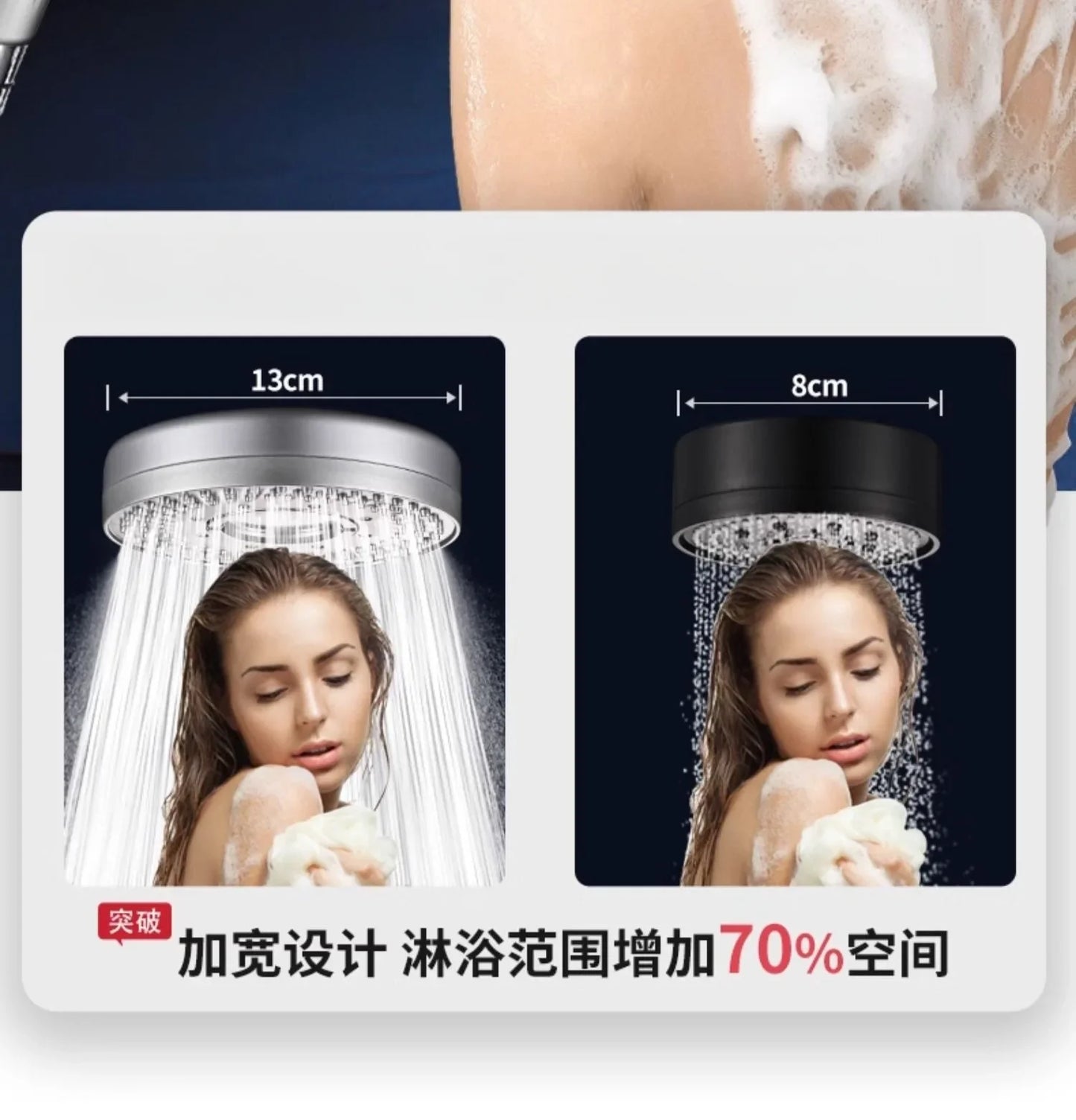 13cm High Pressure Shower Head | 5 Modes | Water Saving