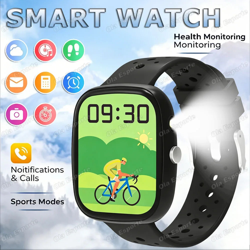 New Game Smart Watch 1.83 Bluetooth Call Sports Mode Music/Camera Control LED Flashlight Long Battery Watch for Android/IOS Gift Peaceful Pleasures Health and Wellness Black