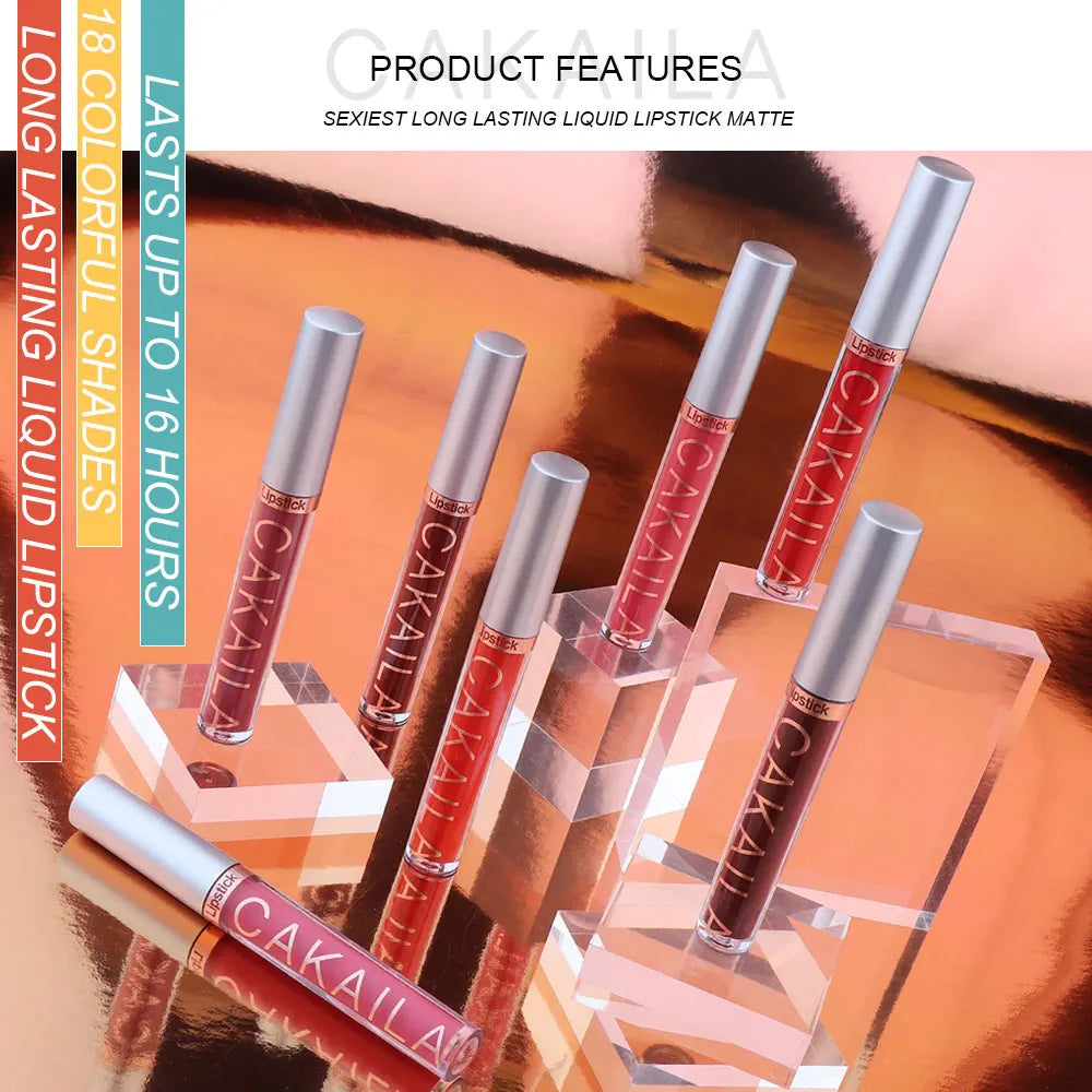 CAKAILA 6-Color Matte Liquid Lipstick Set – Waterproof, Long-Lasting