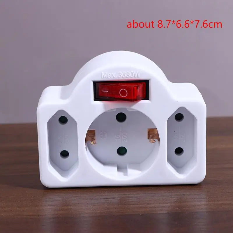 16A Plug Adapter Travel Charging German Standard Power Converter For Portugal Turkey 1 To 3 Plug EU Socket Adapter With Switch Peaceful Pleasures Health and Wellness 1pc A1