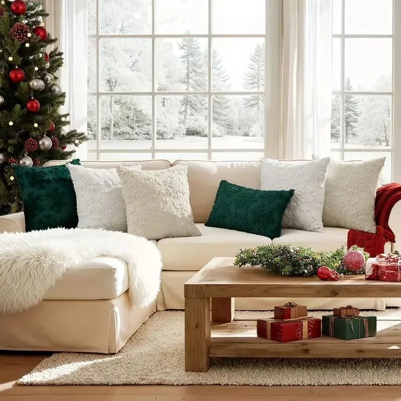 3D Embroidered Christmas Pillow Cover 18" | Snowflake & Snowman