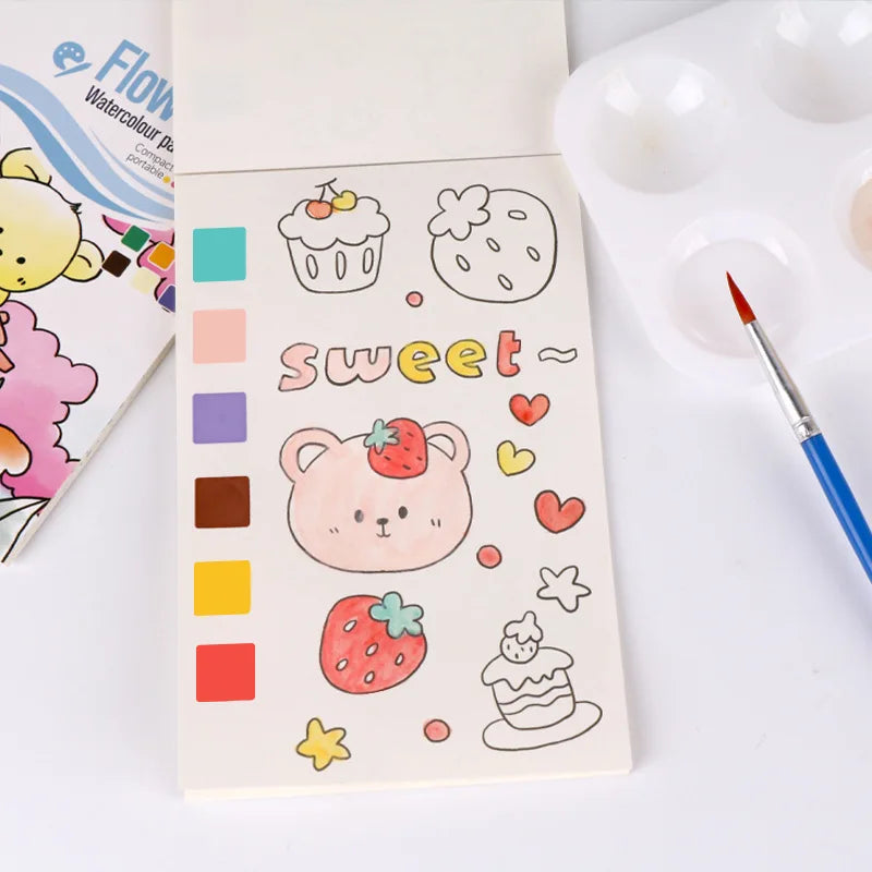 Kids Paint Coloring Book Pigments Watercolor Doodle Art Supplies